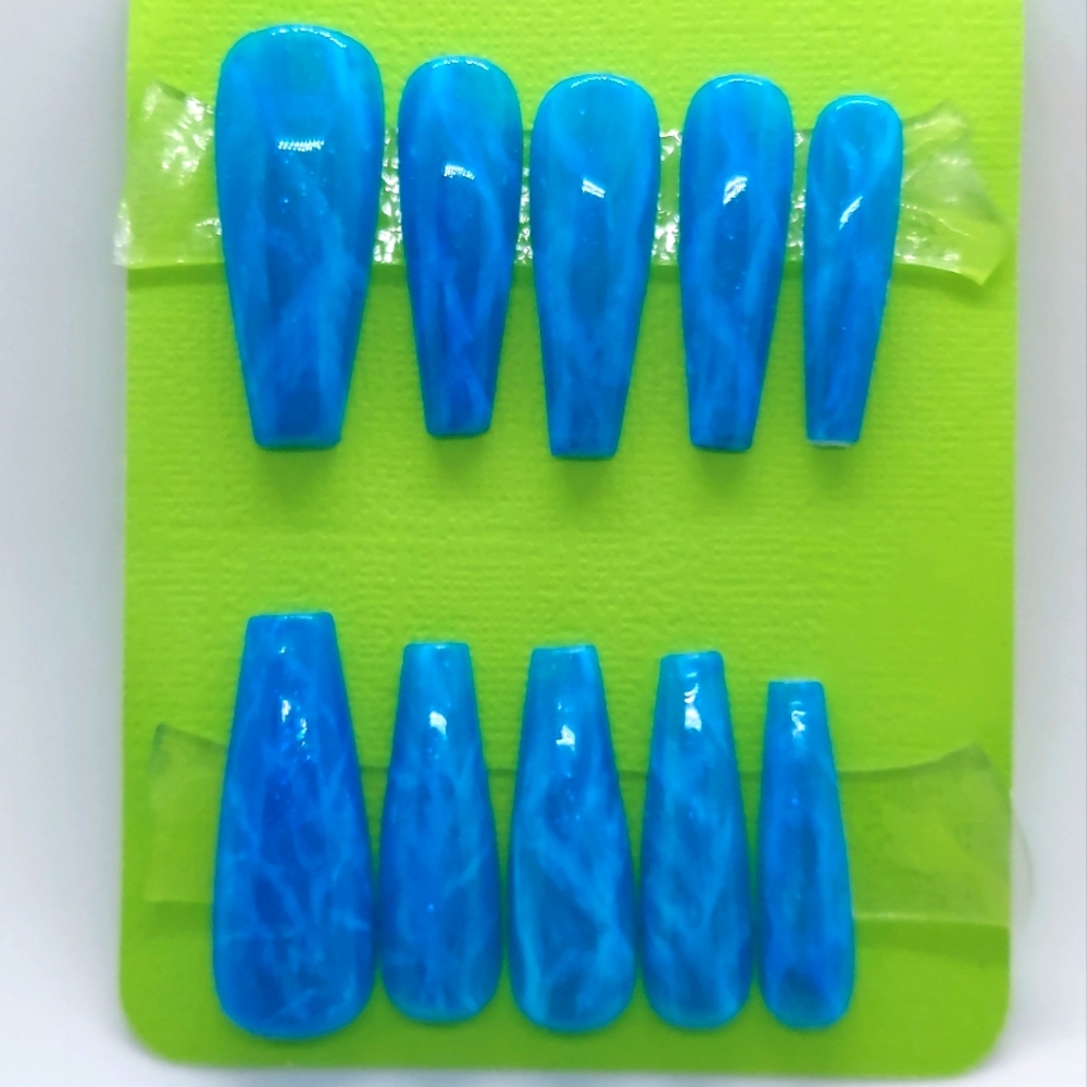Blue Water Nails